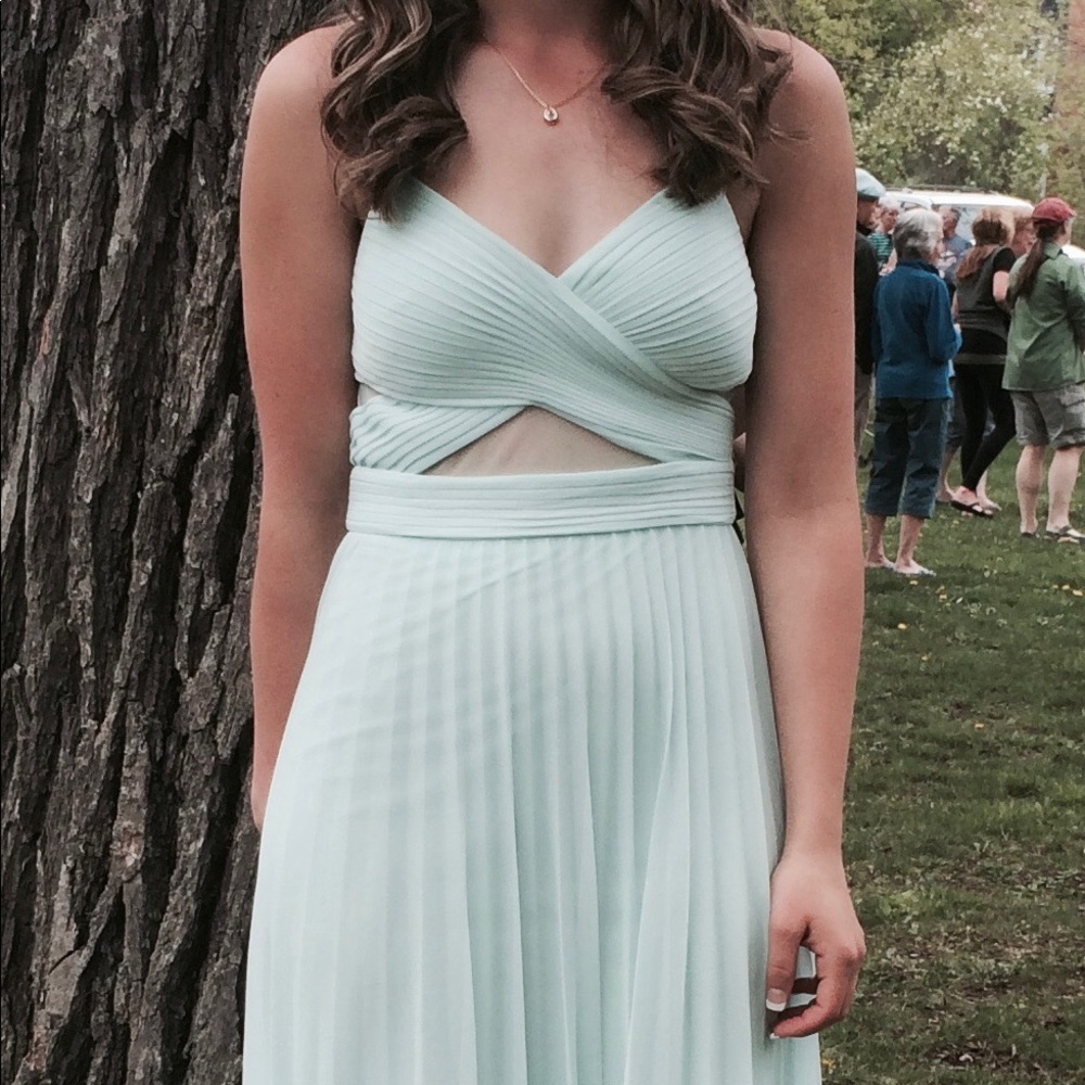 Pale blue prom dress by Betsy Adam